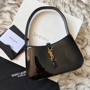 Yves Saint Lauren YSL mini leather black glossy bag NEW not used